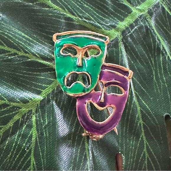 BOGO FREE Vintage Comedy PIN BROOCH Tragedy Mardi Gras - Picture 2 of 6